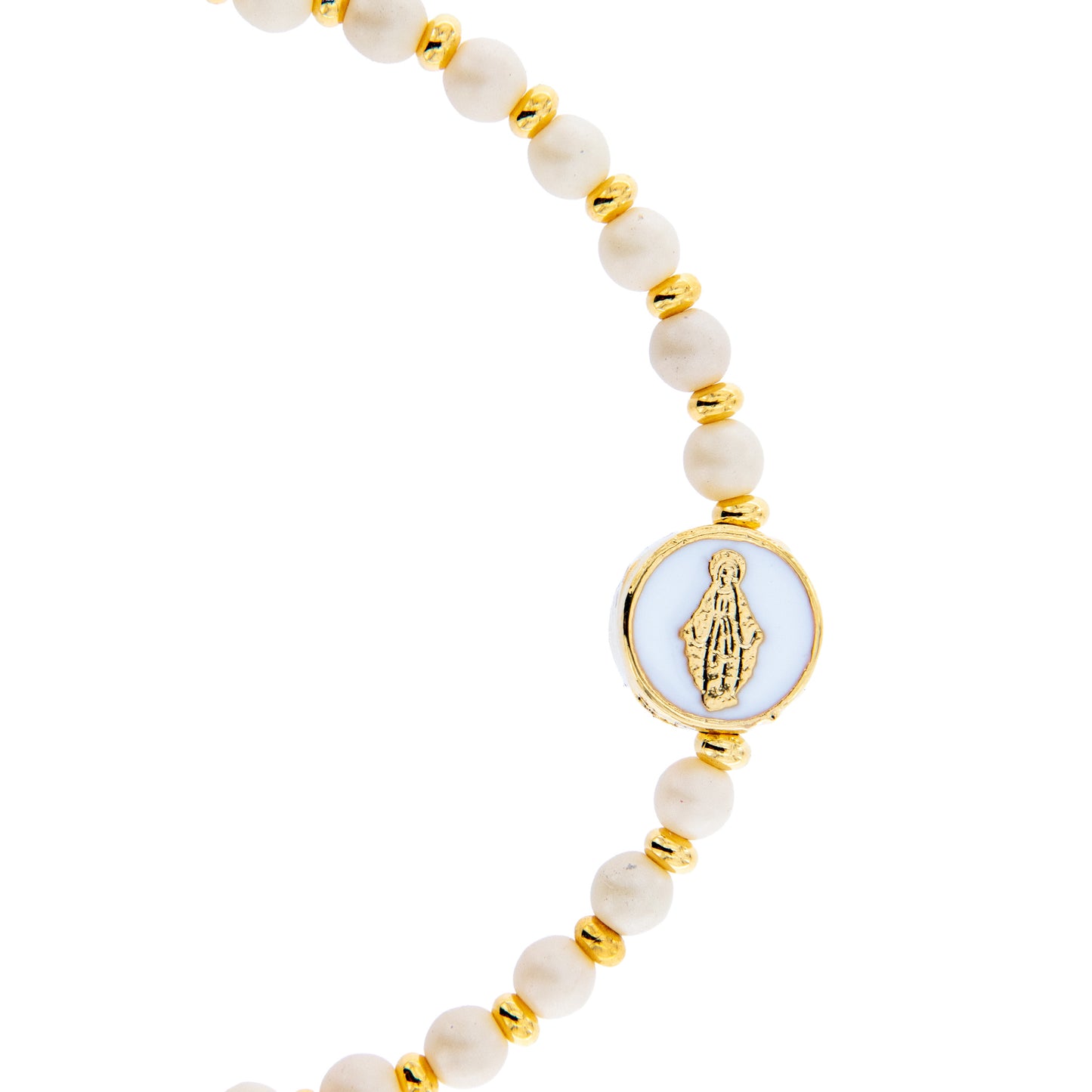 Bracciale Devozionale dorato con Miracolosa panna con ciondolo smaltato