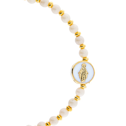 Bracciale Devozionale dorato con Miracolosa panna con ciondolo smaltato