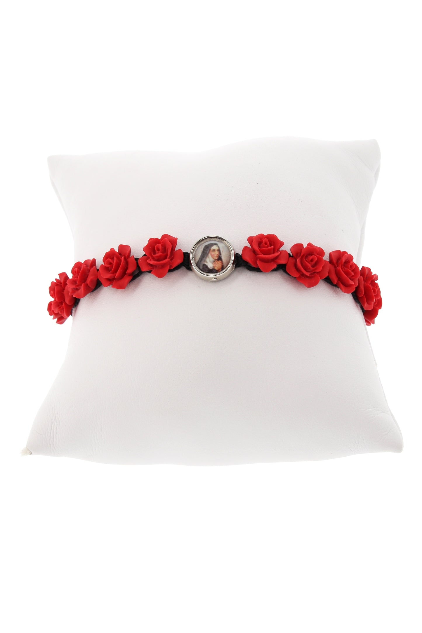 Bracciale decina di Santa Rita, grani rosellina rossa
