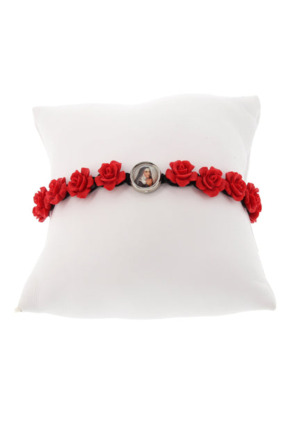 Bracciale decina di Santa Rita, grani rosellina rossa