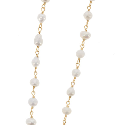 Collana Madonnas con perle, pendente Miracolosa in madreperla e zirconi bianchi, argento 925