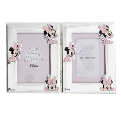 Cornice doppia con kit impronte Mickey Mouse/Minnie. Dimensioni 30x19 cm