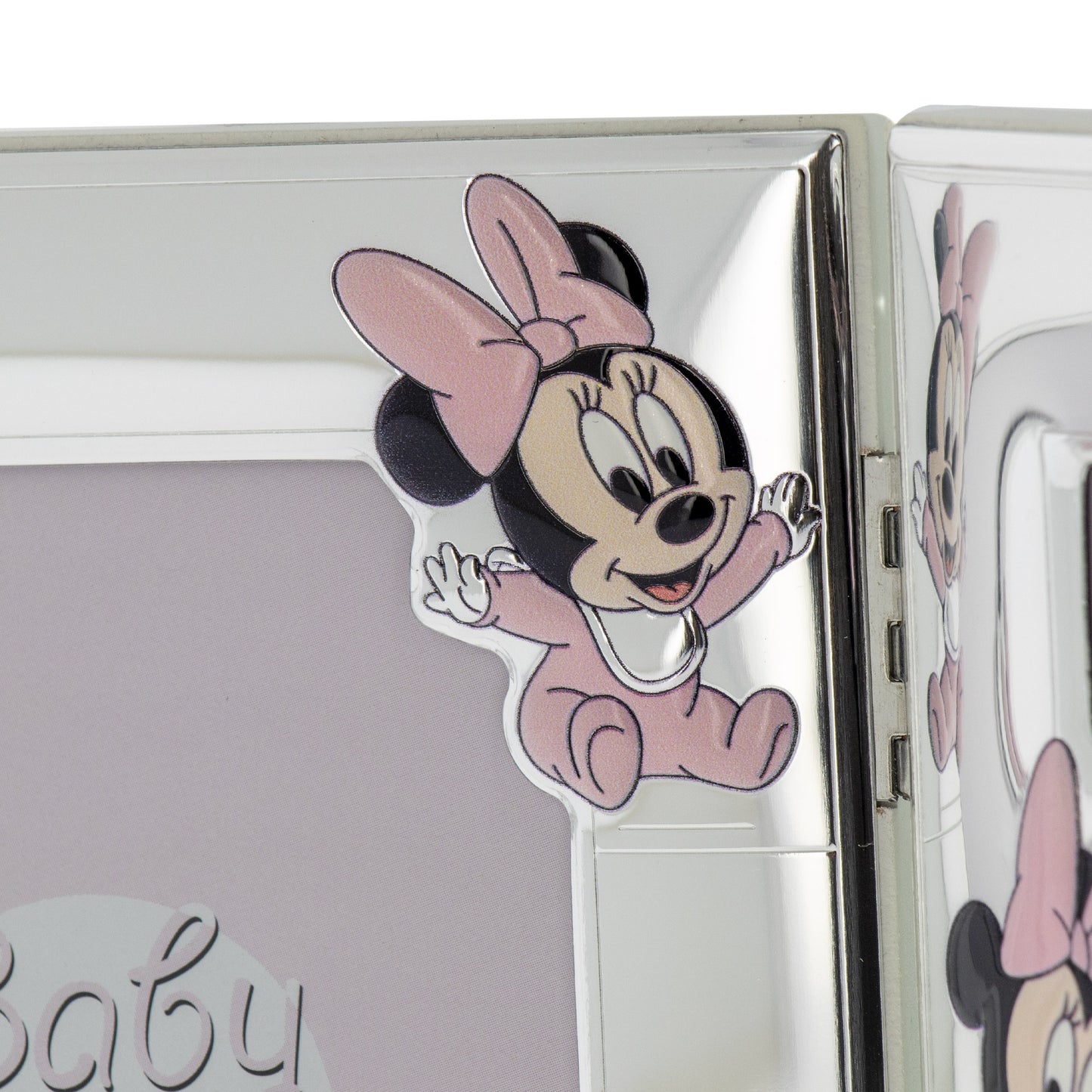 Cornice doppia con kit impronte Mickey Mouse/Minnie. Dimensioni 30x19 cm