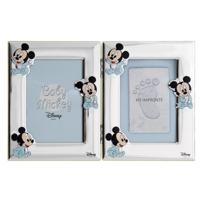 Cornice doppia con kit impronte Mickey Mouse/Minnie. Dimensioni 30x19 cm