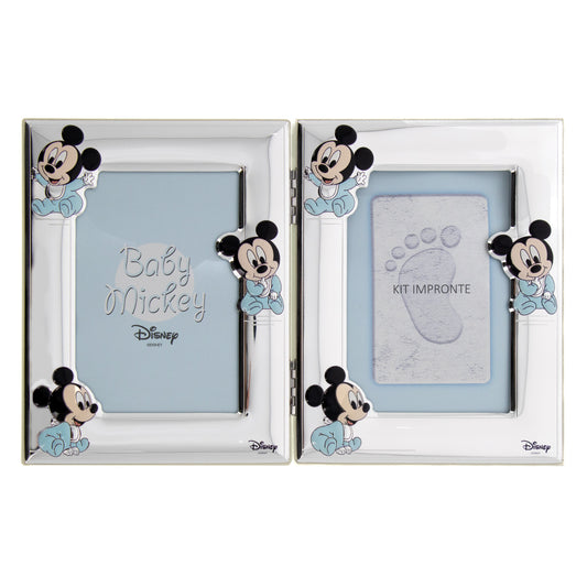 Cornice doppia con kit impronte Mickey Mouse/Minnie. Dimensioni 30x19 cm