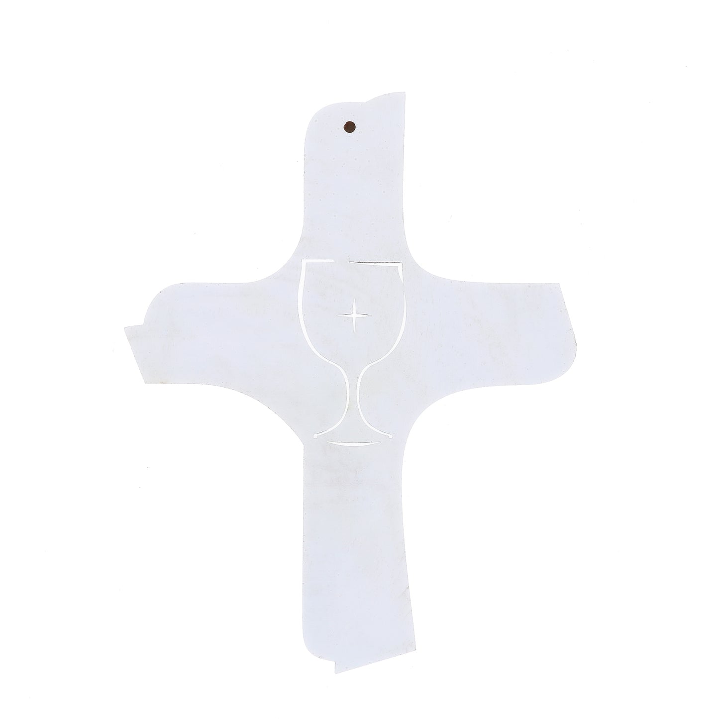 Croce in legno su doppio livello Sacramenti. Per Comunione e Cresima. Dimensioni 13x16 cm