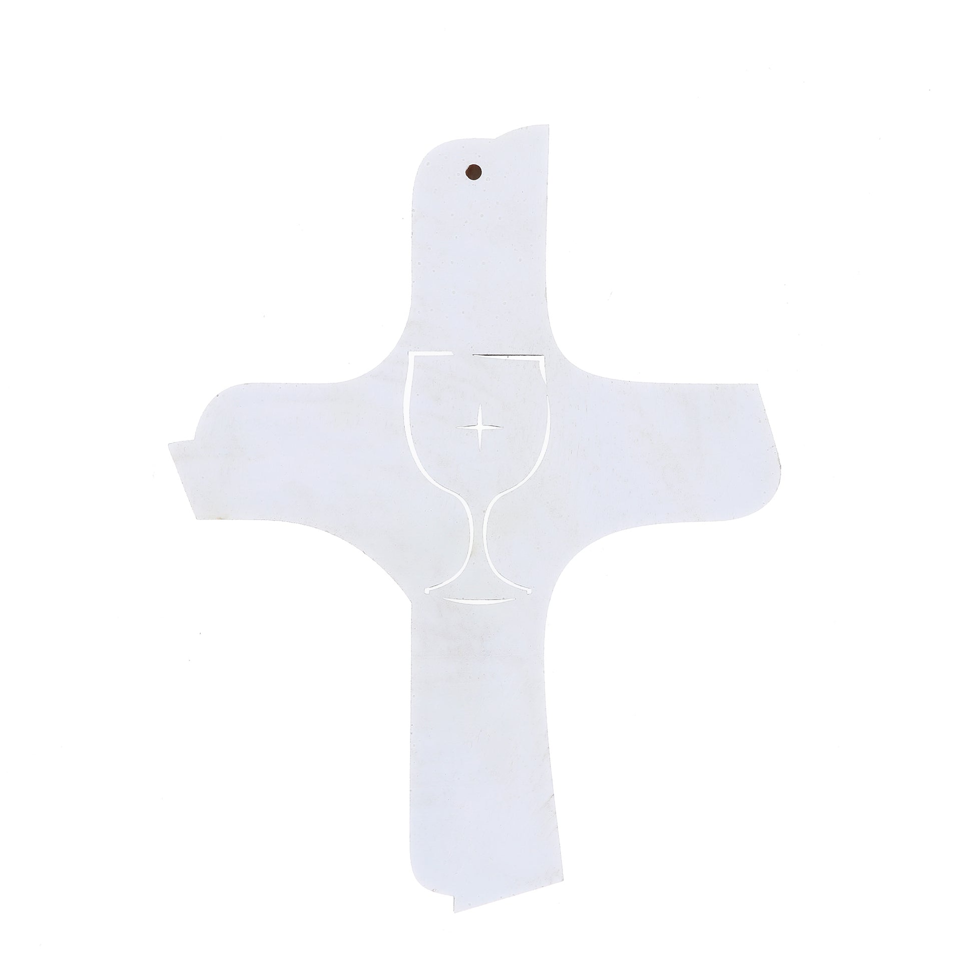 Croce in legno su doppio livello Sacramenti. Per Comunione e Cresima. Dimensioni 13x16 cm