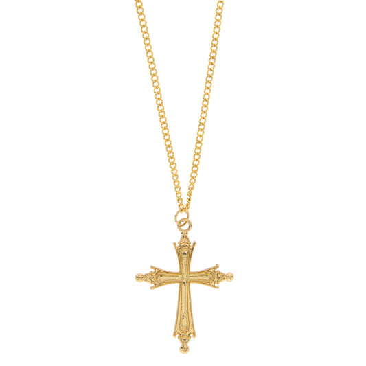 Cruz del Papa León XIV de metal dorado 4,2x3,5cm con cadenita