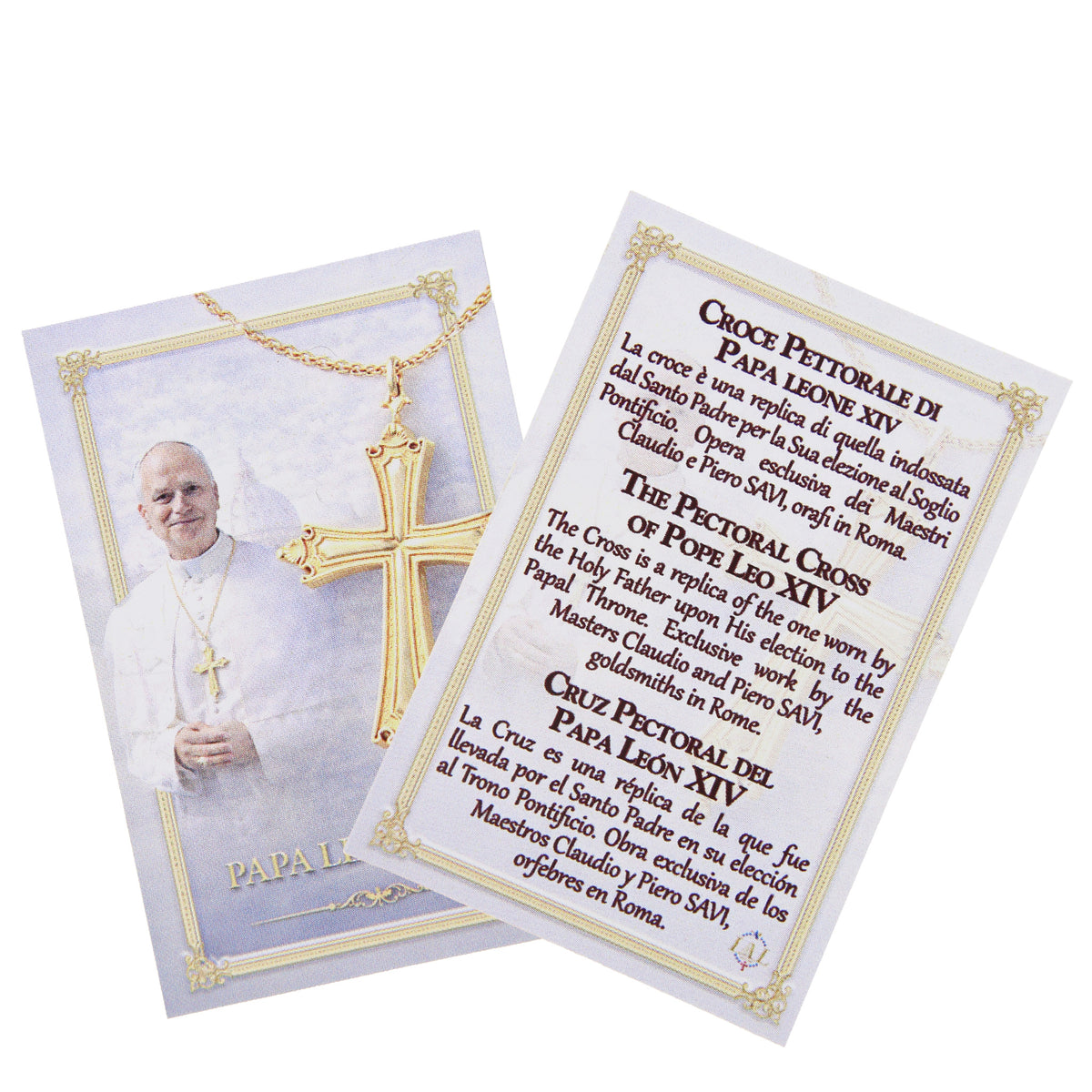 Cruz del Papa León XIV de metal dorado 4,2x3,5cm con cadenita