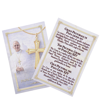 Cruz del Papa León XIV de metal dorado 4,2x3,5cm con cadenita