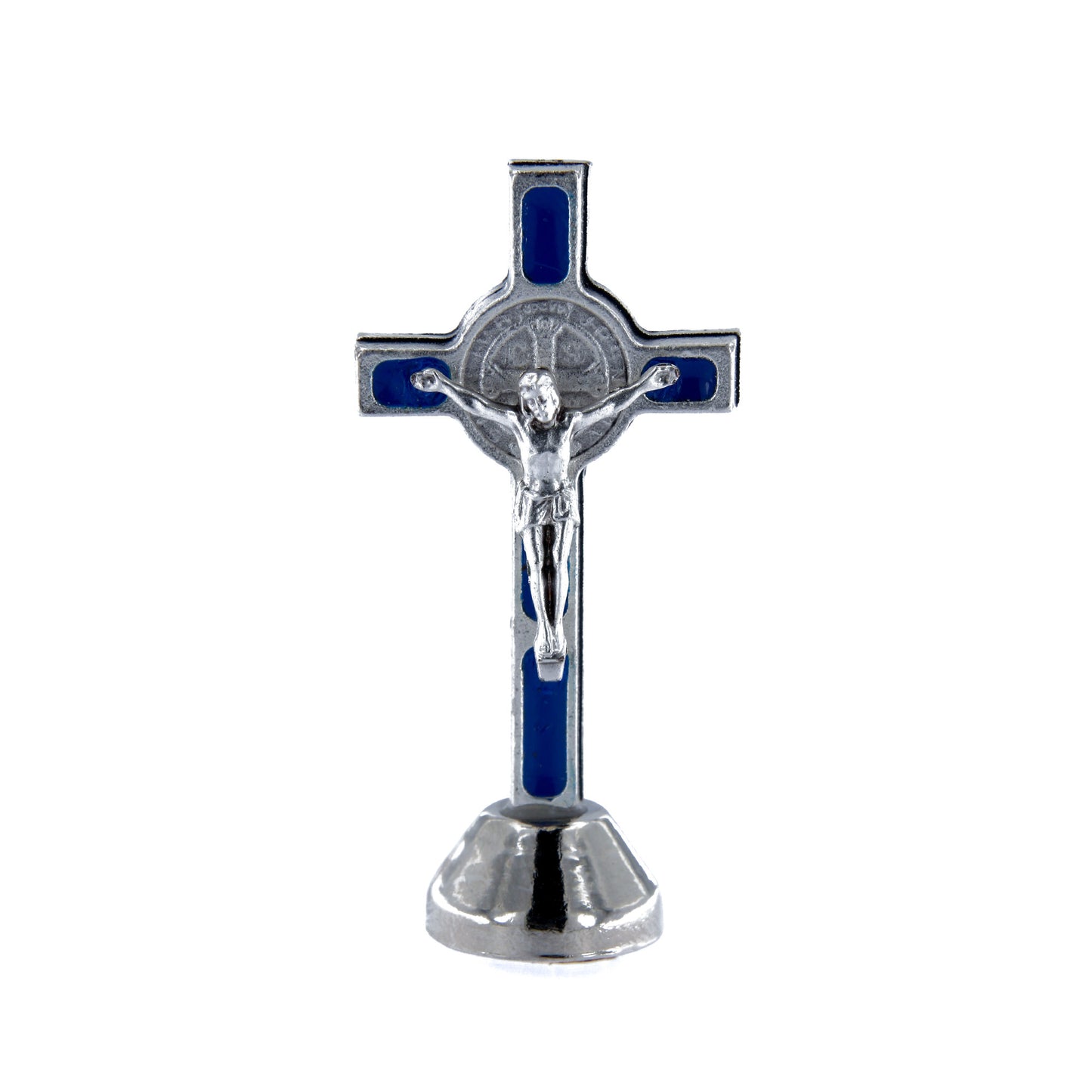 Croce da appoggio San Benedetto, in zama smaltata. Altezza 6 cm