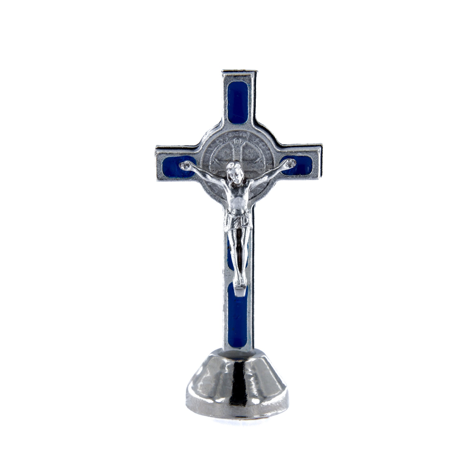 Croce da appoggio San Benedetto, in zama smaltata. Altezza 6 cm