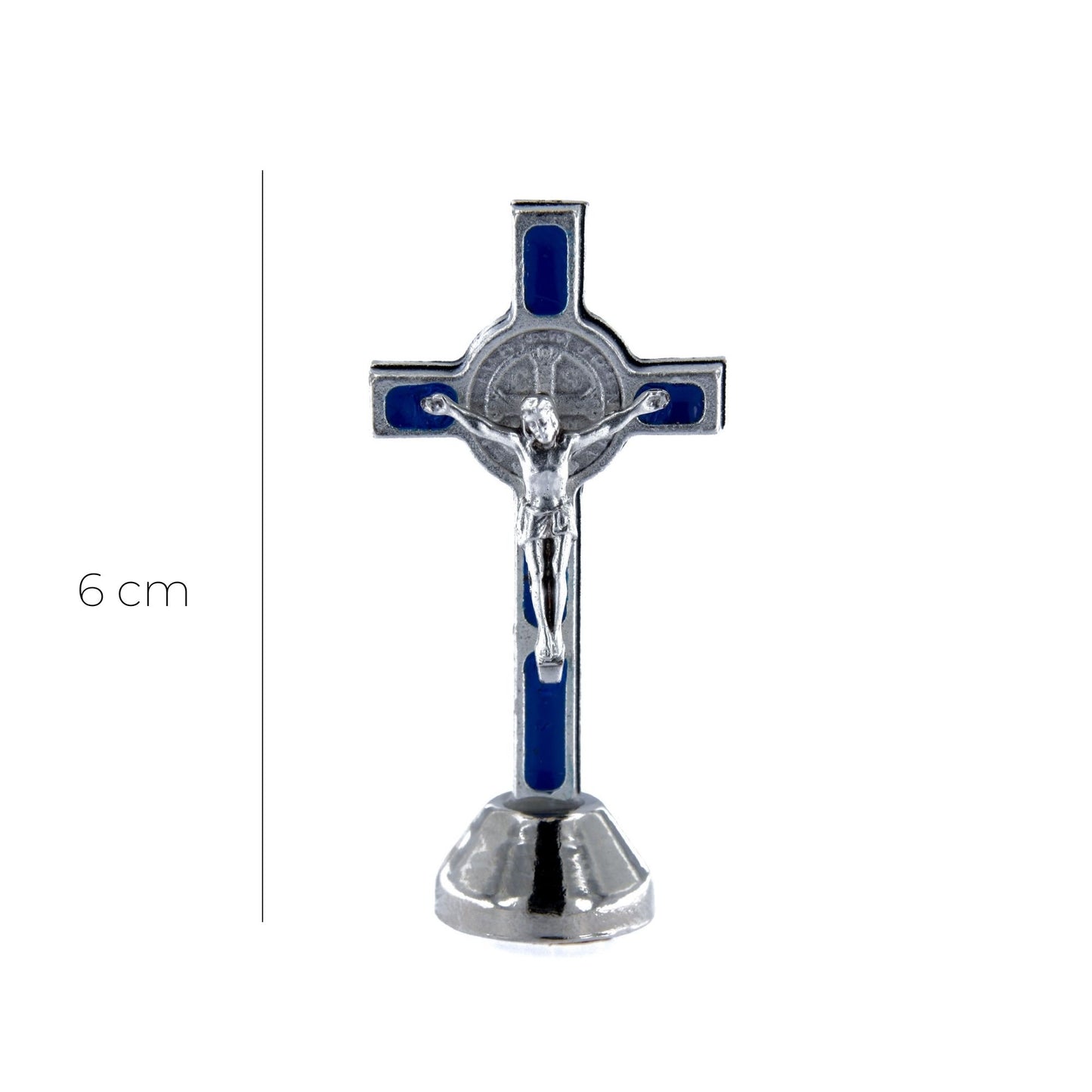 Croce da appoggio San Benedetto, in zama smaltata. Altezza 6 cm