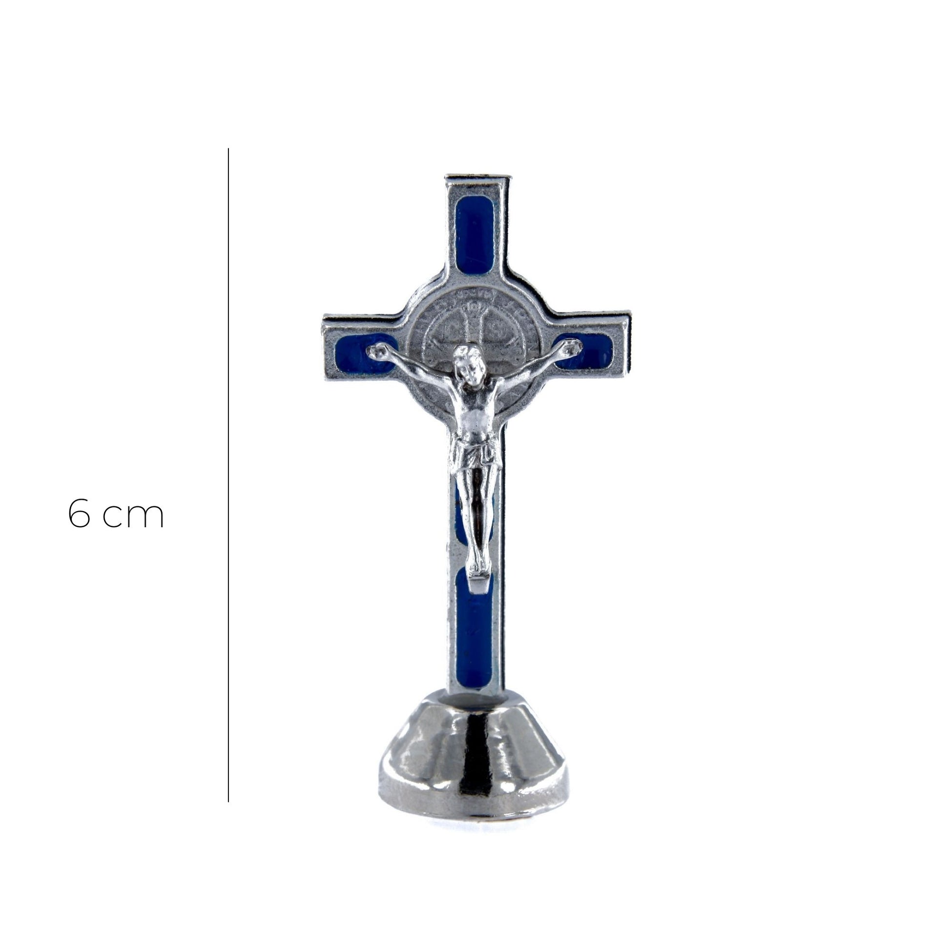 Croce da appoggio San Benedetto, in zama smaltata. Altezza 6 cm