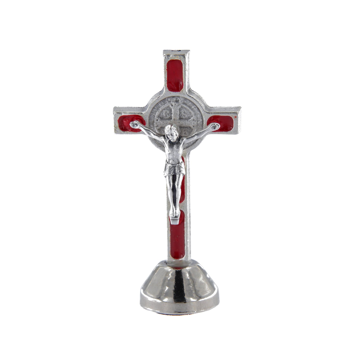 Croce da appoggio San Benedetto, in zama smaltata. Altezza 6 cm