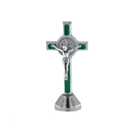 Croce da appoggio San Benedetto, in zama smaltata. Altezza 6 cm