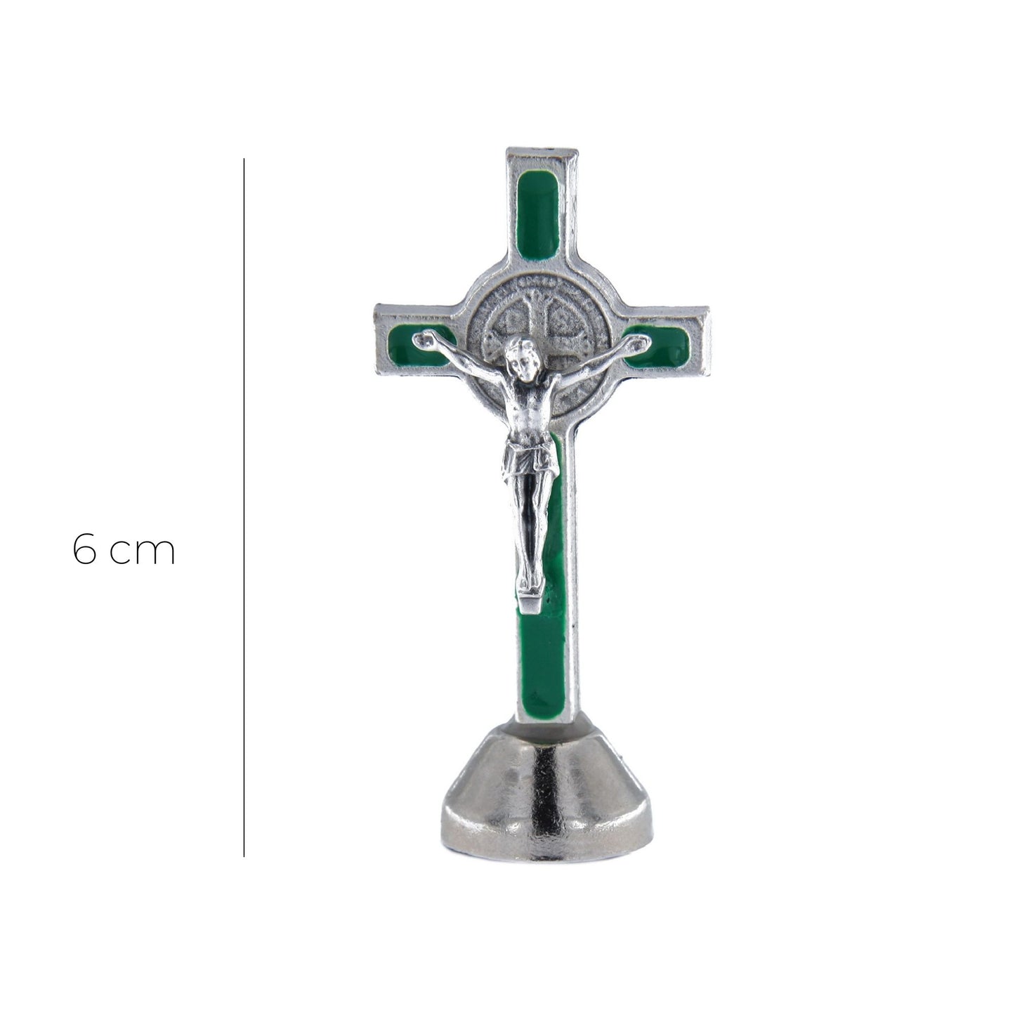 Croce da appoggio San Benedetto, in zama smaltata. Altezza 6 cm