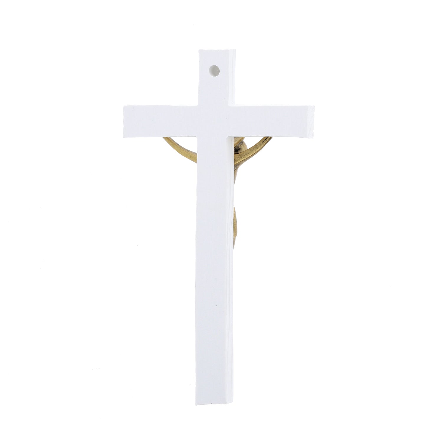 Crocifisso in legno con corpo in resina bronzata. Altezza 23 cm