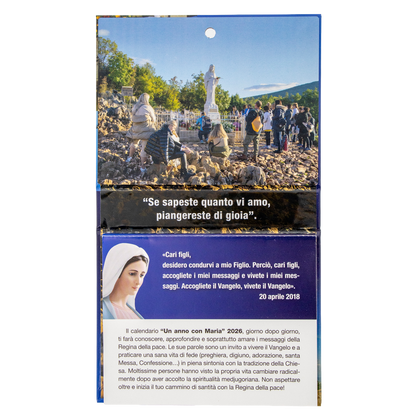 Calendario a strappo Medjugorje 2026.
Un anno con Maria. "Vivete i miei messaggi"