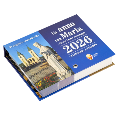 Calendario a strappo Medjugorje 2026.
Un anno con Maria. "Vivete i miei messaggi"