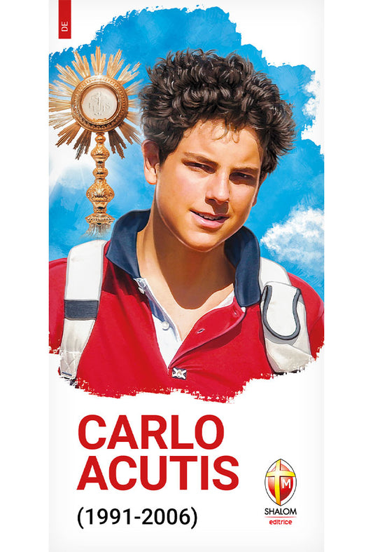 Immagine San Carlo Acutis con retro "Gebet zum Seligen Carlo Acutis" cm 8x16