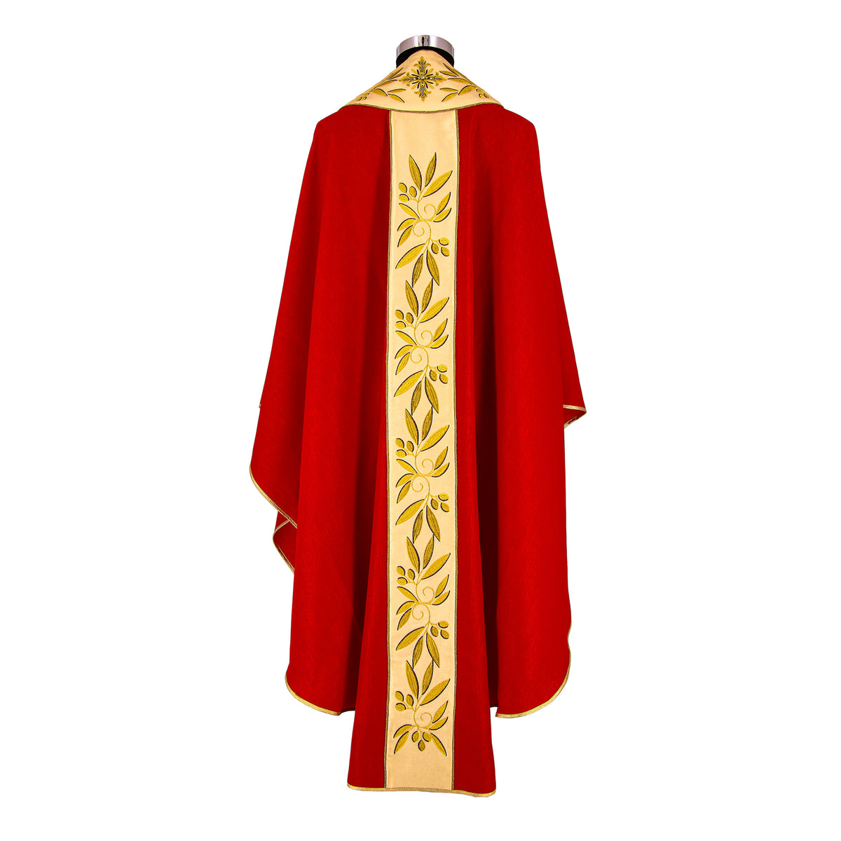 Casula Sacerdotale Misto Lana Rossa con Ricamo Olivo