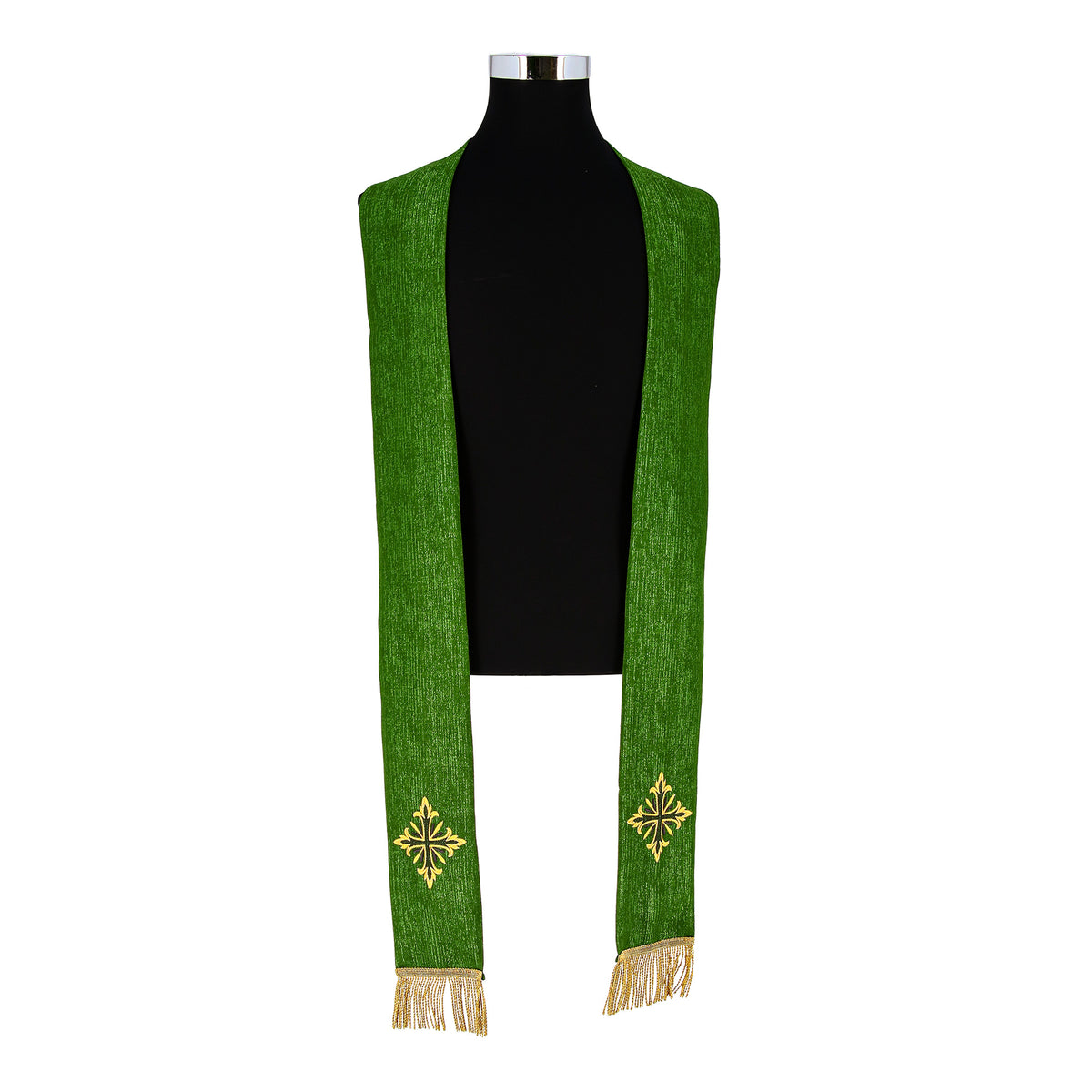 Casulla sacerdotal de mezcla de lana con rico bordado de color verde