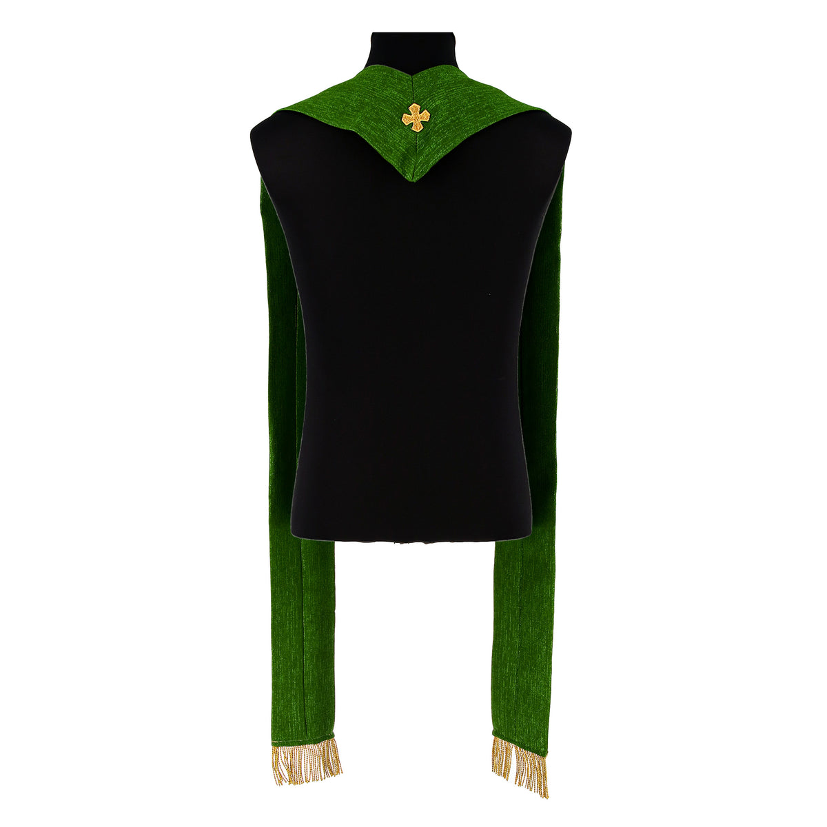 Casulla sacerdotal de mezcla de lana con rico bordado de color verde