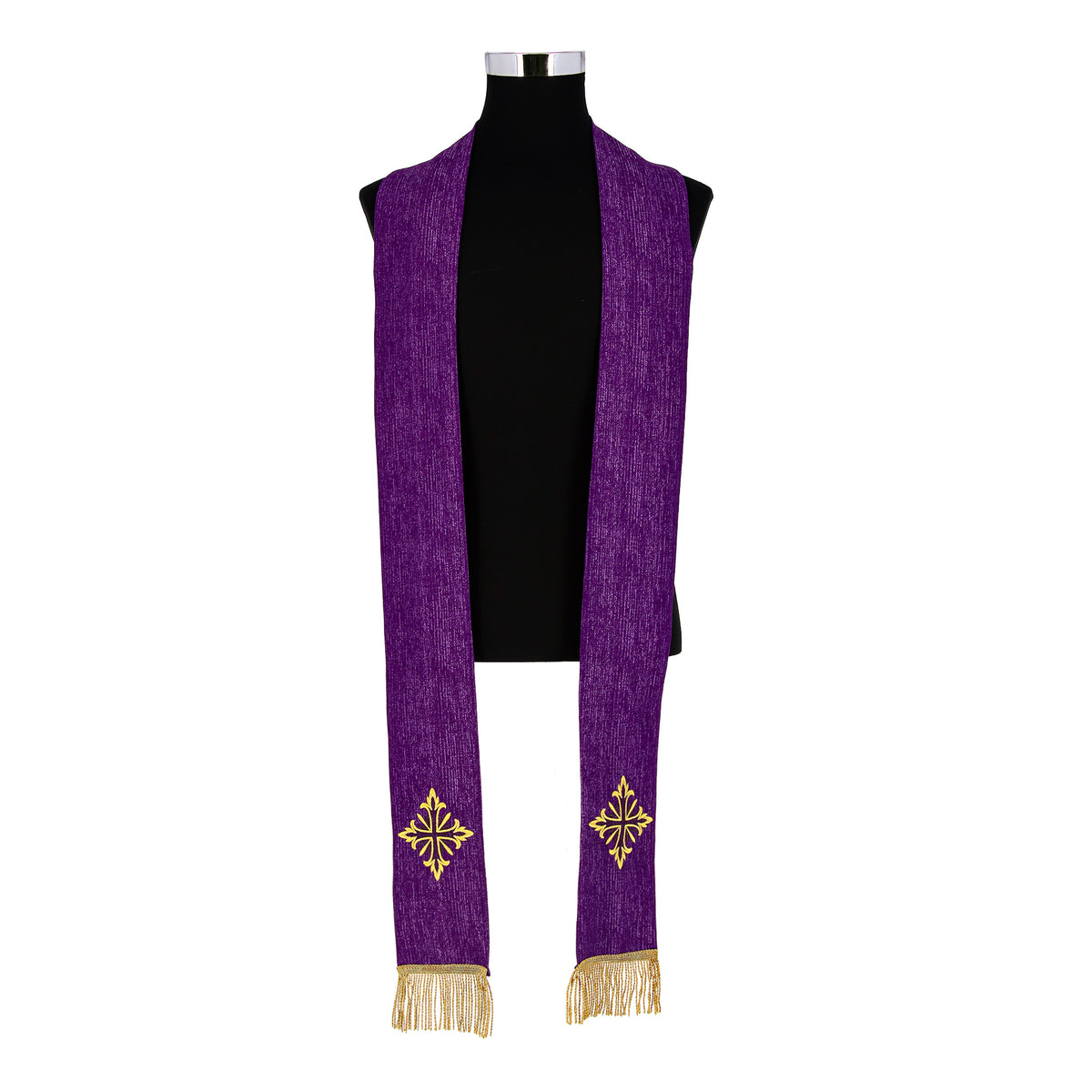 Casula Sacerdotale Misto Lana Viola con Ricamo Olivo