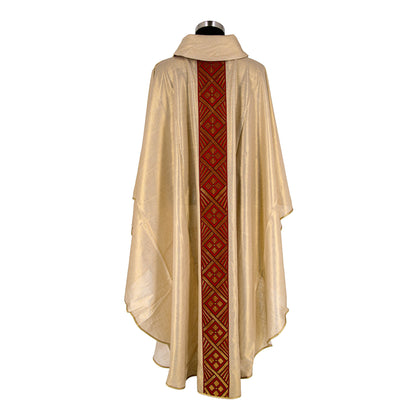 Casula Sacerdotale in Puro Lino con Gallone Rosso