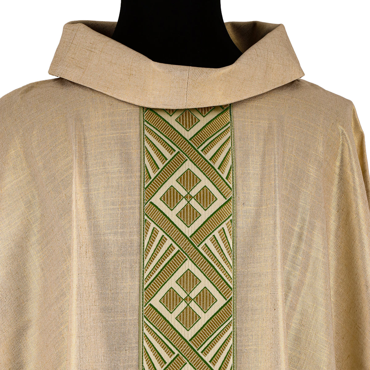 Casula Sacerdotale in Puro Lino con Gallone Verde