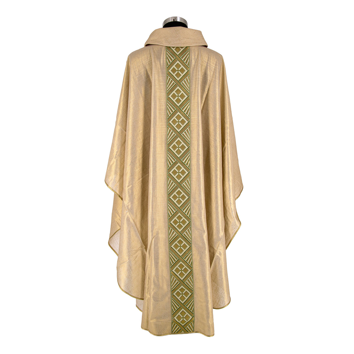 Casula Sacerdotale in Puro Lino con Gallone Verde