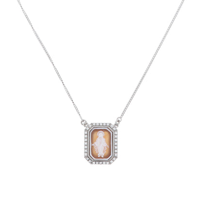 Collana girocollo in argento 925 con zirconi e cammeo Madonna Miracolosa