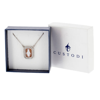 Collana girocollo in argento 925 con zirconi e cammeo Madonna Miracolosa