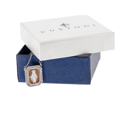 Collana girocollo in argento 925 con zirconi e cammeo Madonna Miracolosa