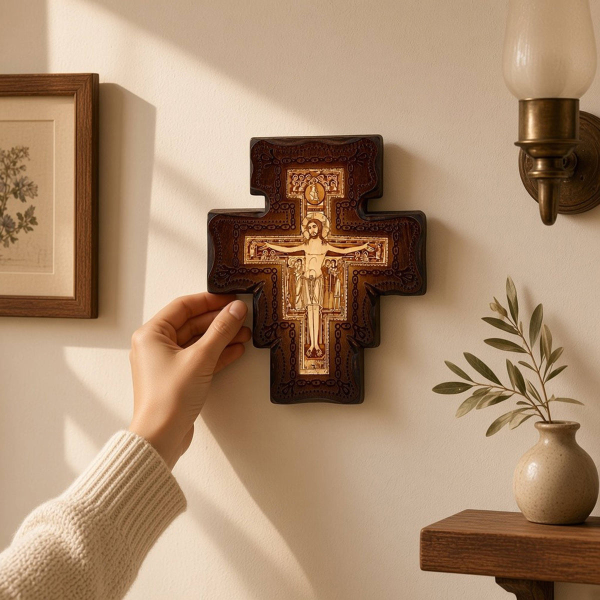 Kreuz von San Damiano mit Sockel 18x15 cm