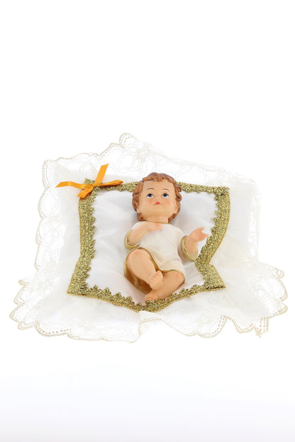 Cuscino in stoffa per statuina Gesu' Bambino. Dimensioni 25x35cm