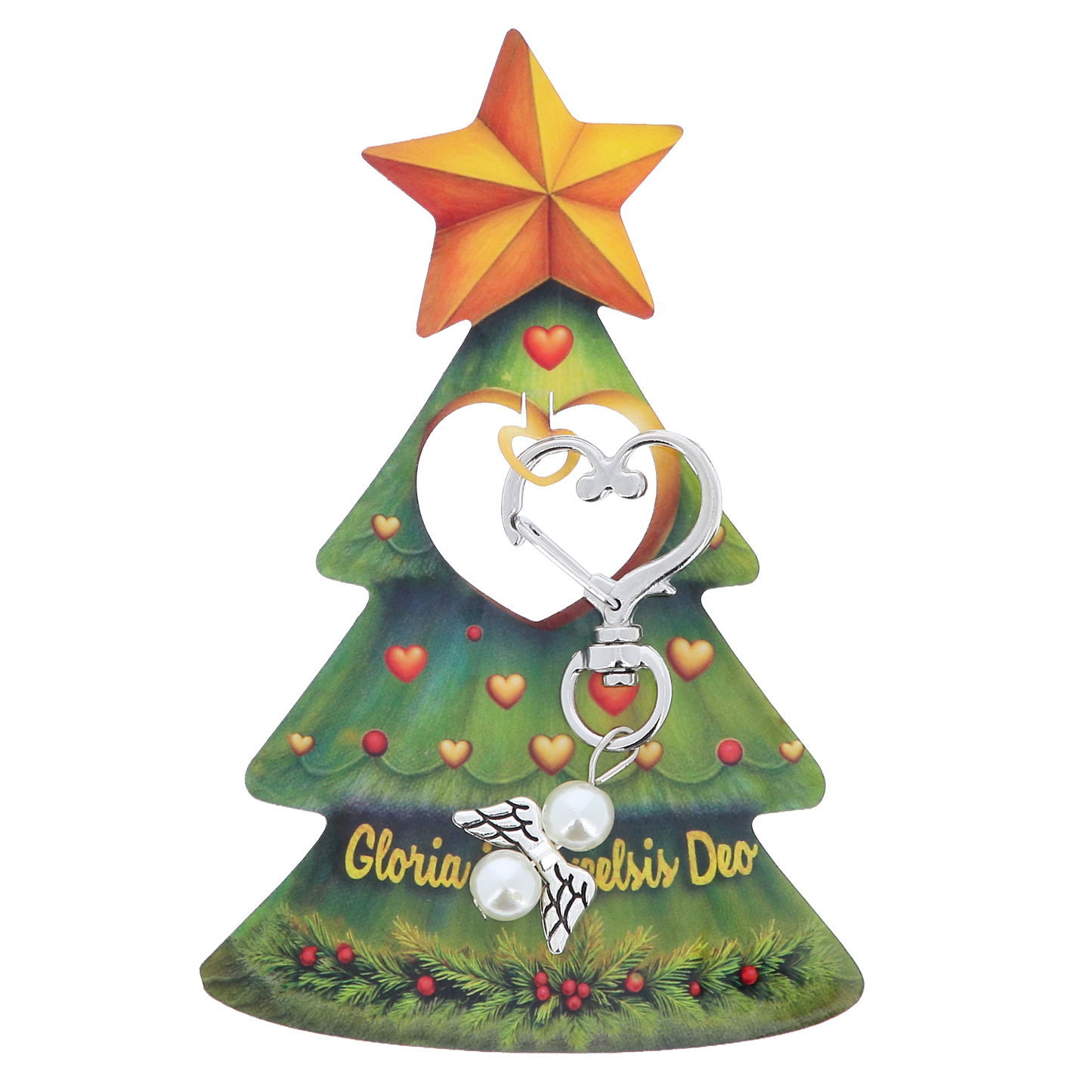 Portachiavi Angelo su segnalibro Albero di Natale. Altezza 11 cm