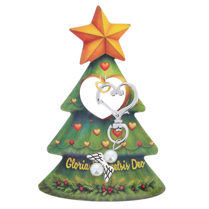 Portachiavi Angelo su segnalibro Albero di Natale. Altezza 11 cm