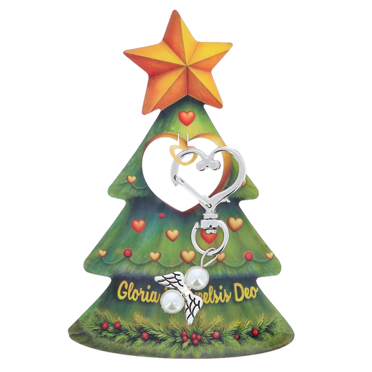 Portachiavi Angelo su segnalibro Albero di Natale. Altezza 11 cm