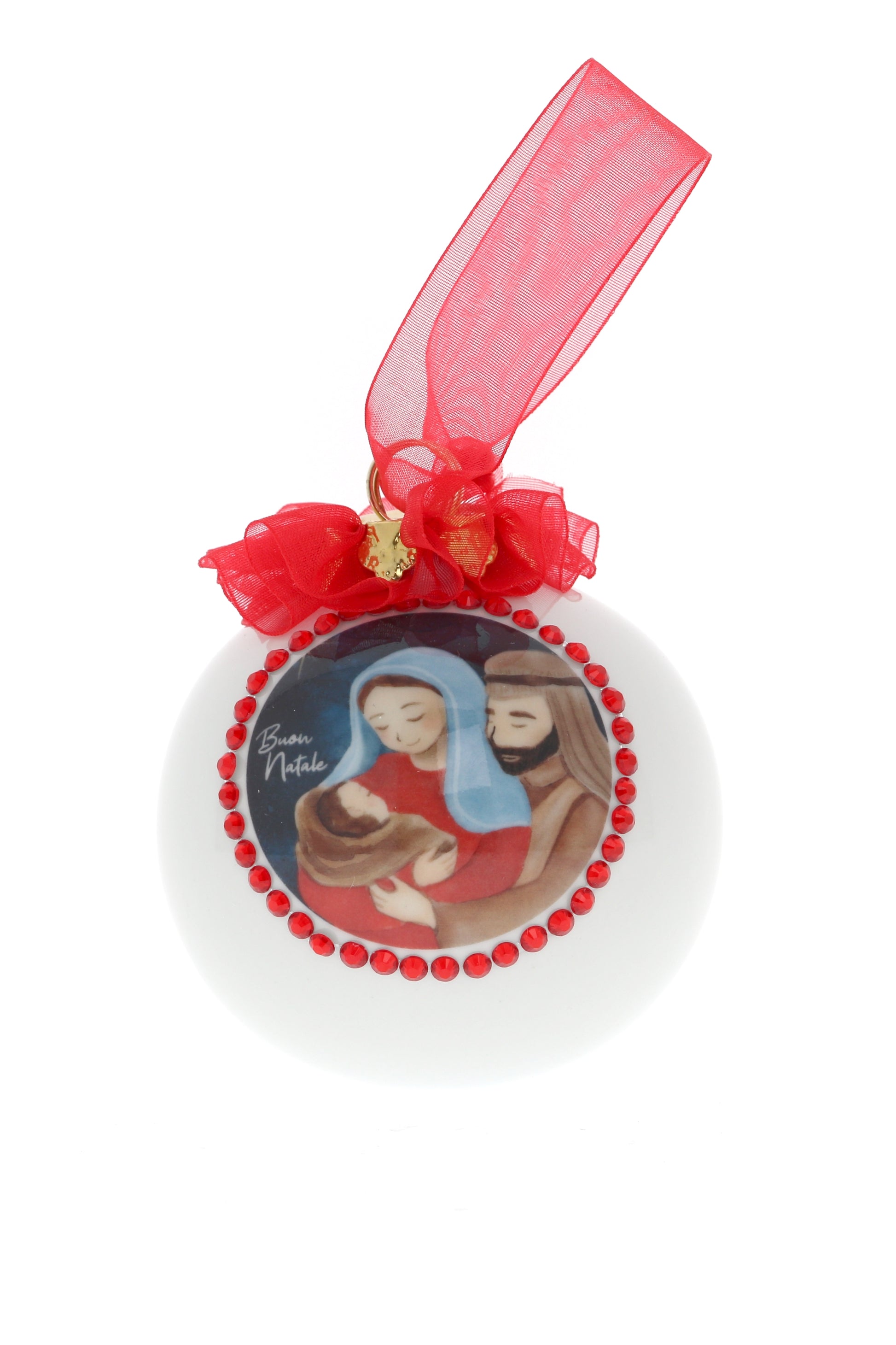 Pallina di Natale in porcellana bianca da personalizzare. Diametro 8 cm