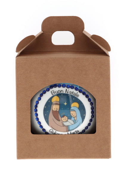 Pallina di Natale in porcellana bianca da personalizzare. Diametro 8 cm