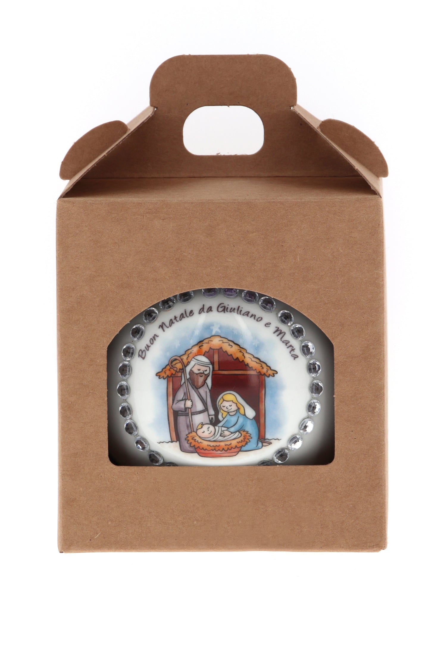 Pallina di Natale in porcellana bianca da personalizzare. Diametro 8 cm