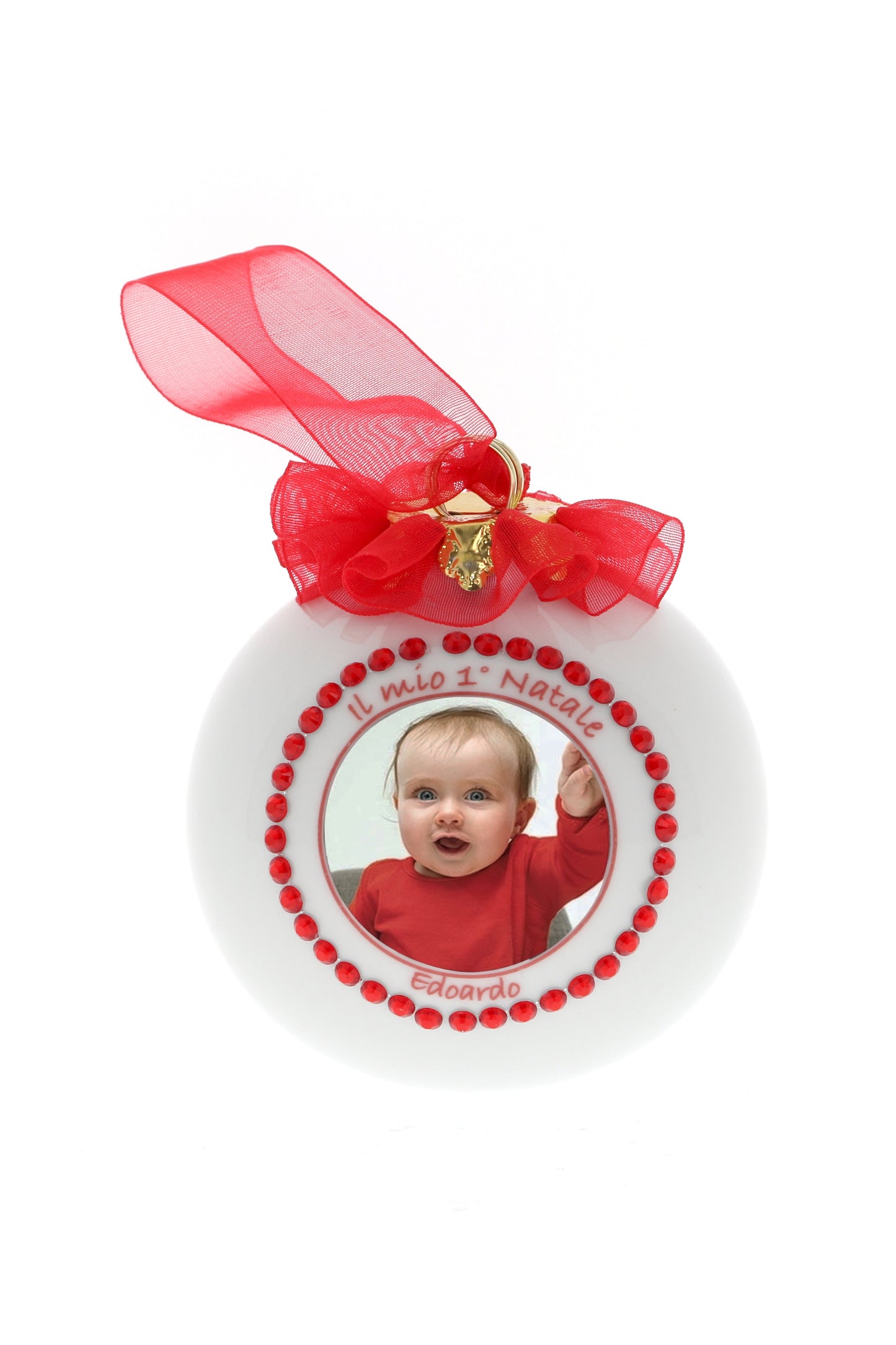 Pallina di Natale in porcellana bianca da personalizzare. Diametro 8 cm