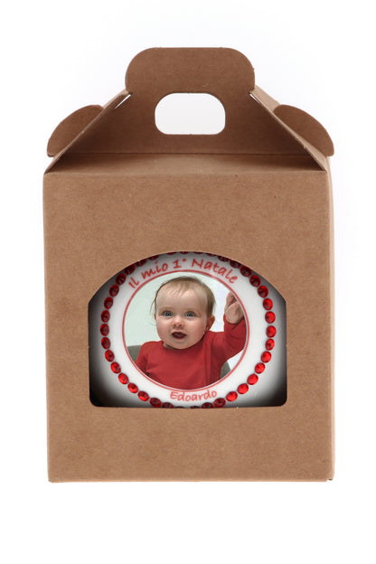 Pallina di Natale in porcellana bianca da personalizzare. Diametro 8 cm