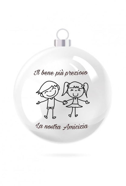 Pallina di Natale in porcellana bianca da personalizzare. Diametro 8 cm