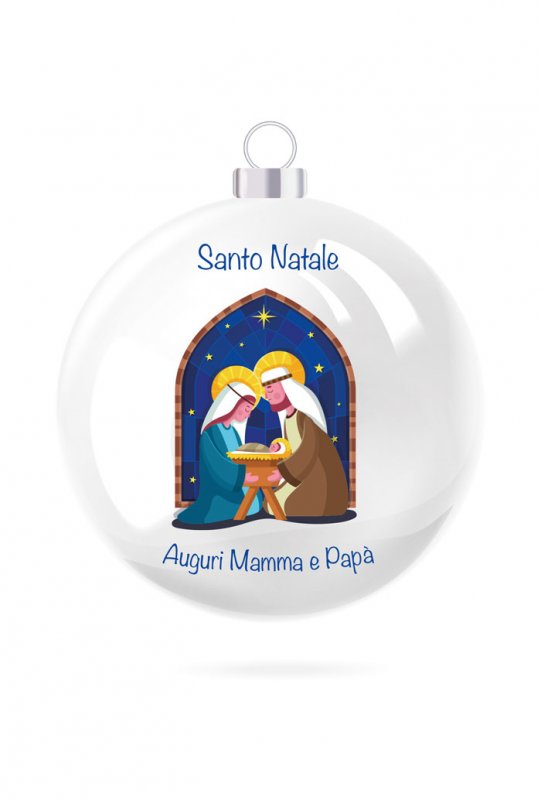 Pallina di Natale in porcellana bianca da personalizzare. Diametro 8 cm