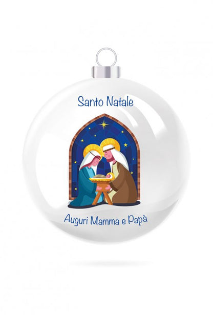 Pallina di Natale in porcellana bianca da personalizzare. Diametro 8 cm