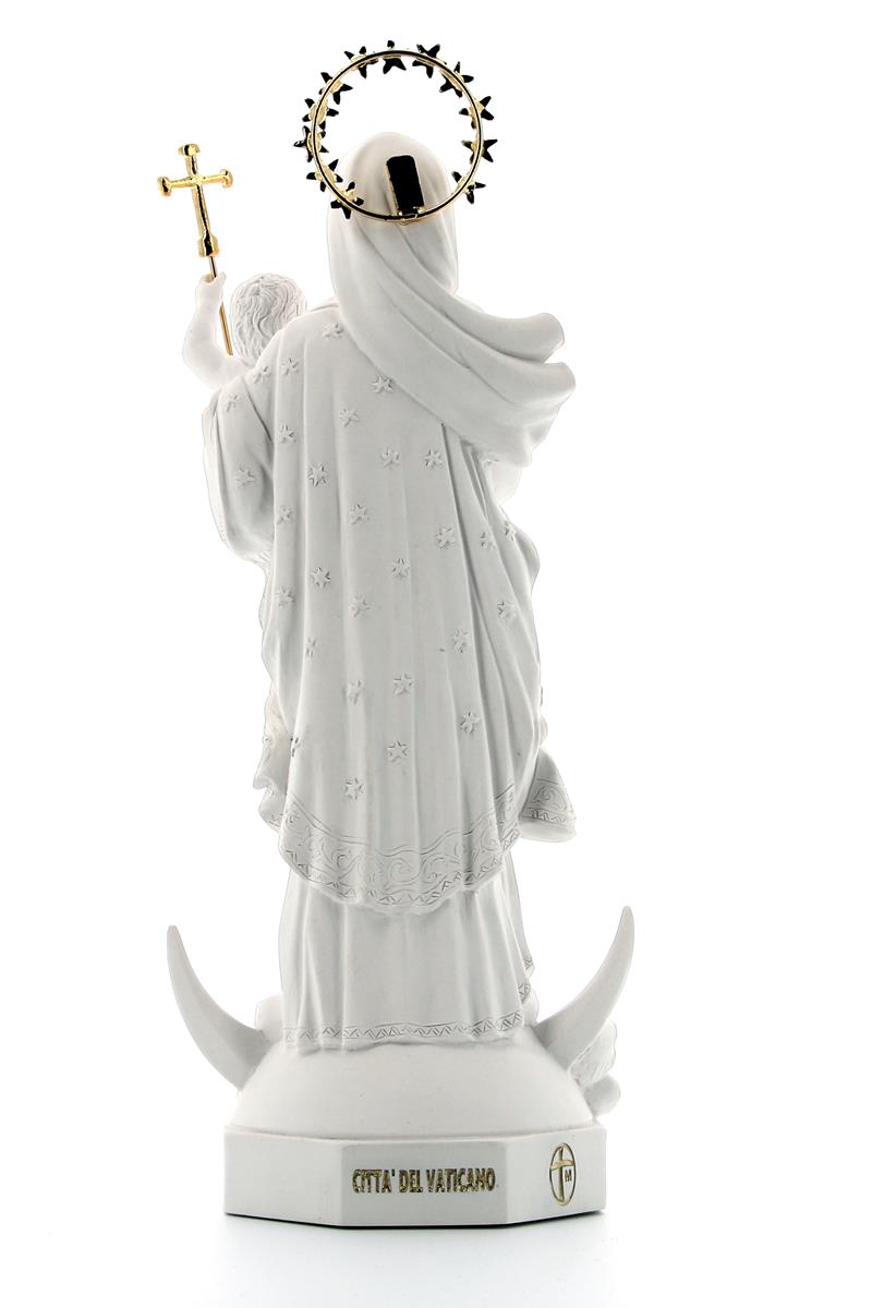 Statua Maria Immacolata - Pami, in polvere di marmo bianca. Altezza 33 cm