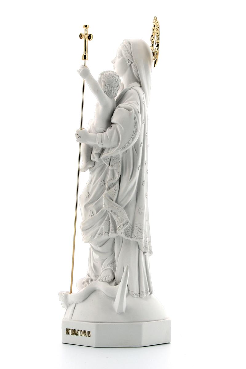 Statua Maria Immacolata - Pami, in polvere di marmo bianca. Altezza 33 cm